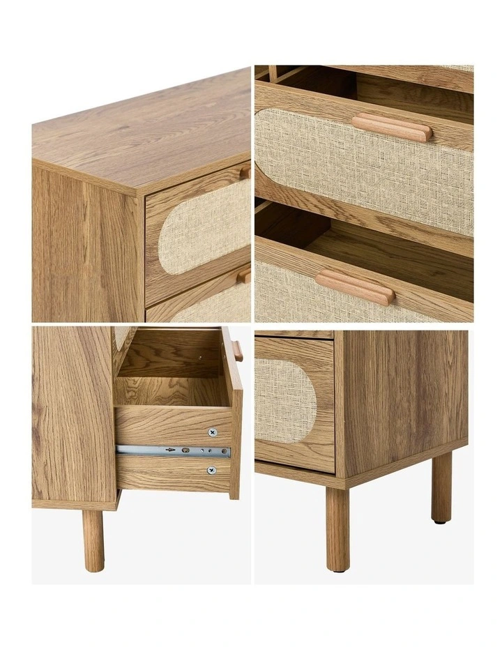 Oikiture 6 Chest of Drawers Lowboy Storage Cabinet Dresser Entryway Natural image 6