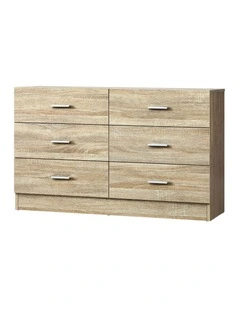 Oikiture 6 Chest of Drawers Tallboy Dresser Table Lowboy Storage Cabinet Wood