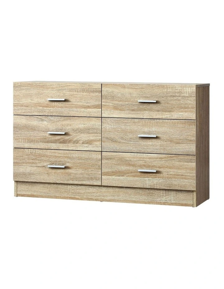Oikiture 6 Chest of Drawers Tallboy Dresser Table Lowboy Storage Cabinet Wood image 1