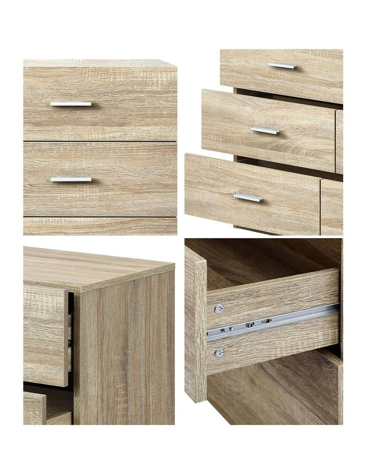 Oikiture 6 Chest of Drawers Tallboy Dresser Table Lowboy Storage Cabinet Wood image 6