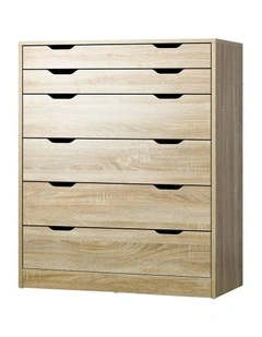 Oikiture 6 Chest of Drawers Tallboy Storage Cabinet Dresser Bedroom Wooden