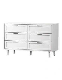Oikiture 6 Chest of Drawers Dresser Chest Storage Cabinet Tallboy White