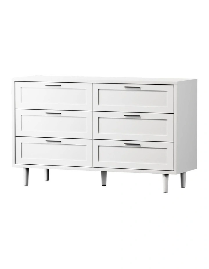 Oikiture 6 Chest of Drawers Dresser Chest Storage Cabinet Tallboy White image 1