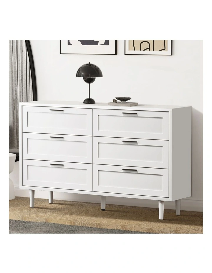 Oikiture 6 Chest of Drawers Dresser Chest Storage Cabinet Tallboy White image 4
