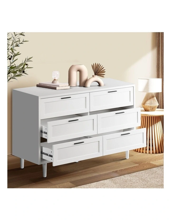 Oikiture 6 Chest of Drawers Dresser Chest Storage Cabinet Tallboy White image 5