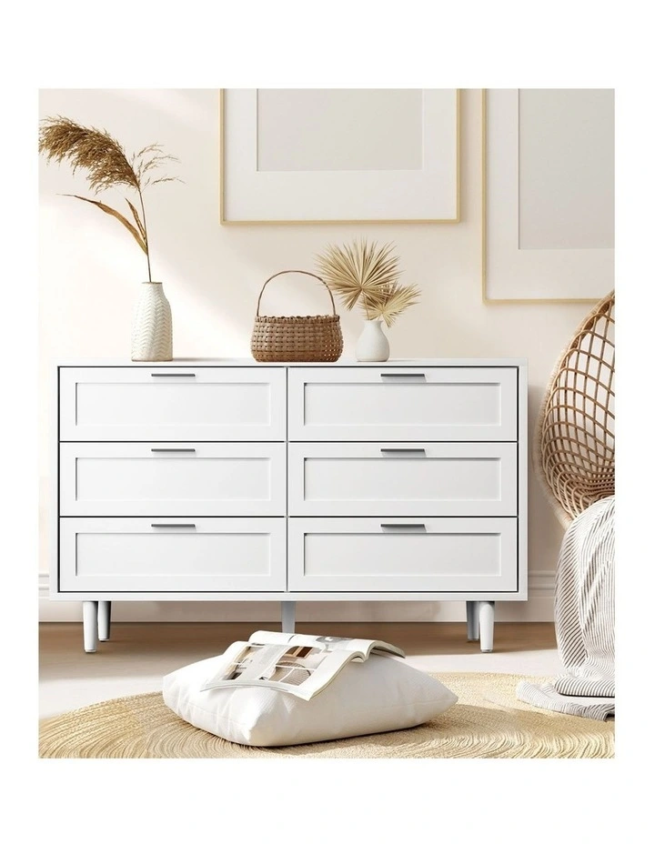 Oikiture 6 Chest of Drawers Dresser Chest Storage Cabinet Tallboy White image 7