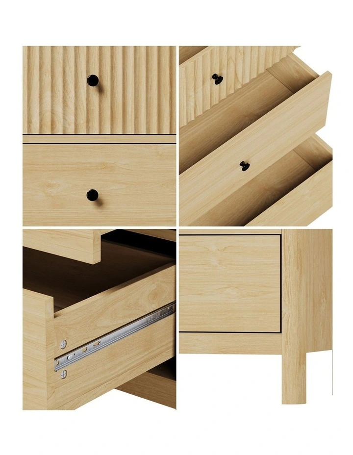 Oikiture 6 Chest of Drawers Dresser Tallboy Storage Cabinet Bedroom Natural image 6