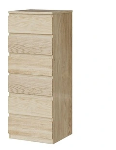 Oikiture 6 Chest of Drawers Tallboy Dresser Table Storage Cabinet Natural
