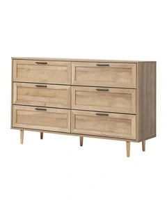 Oikiture 6 Chest of Drawers Dresser Chest Storage Cabinet Tallboy Natural