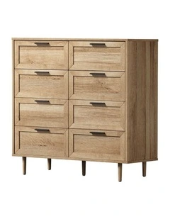 Oikiture 8 Chest of Drawers Dresser Chest Storage Cabinet Tallboy Natural