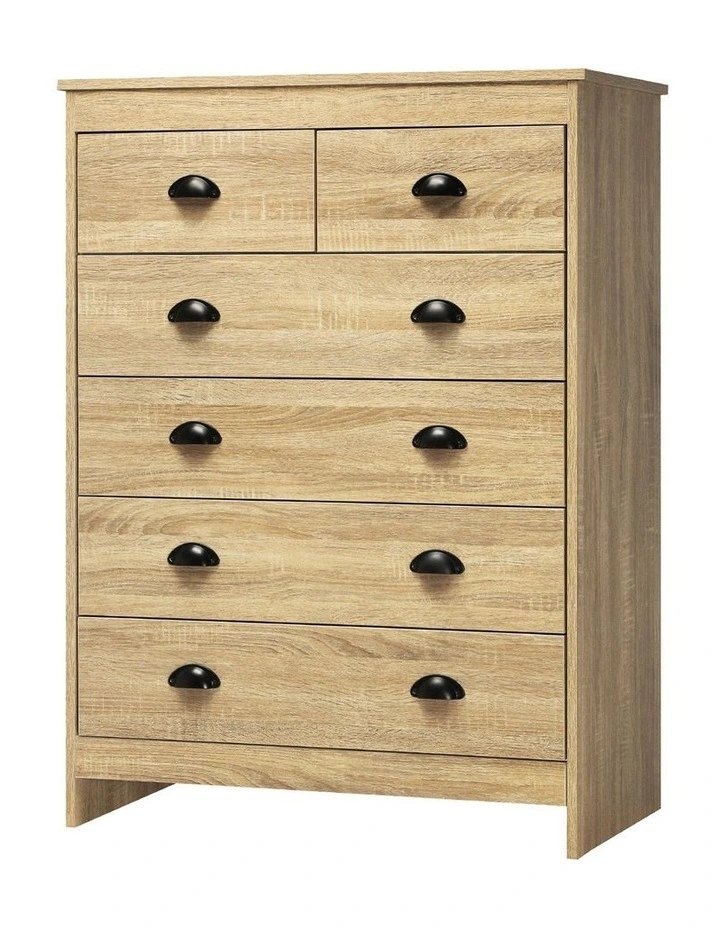 Oikiture Tallboy 6 Chest of Drawers Dresser Table Storage Cabinet Bedroom Wooden image 1