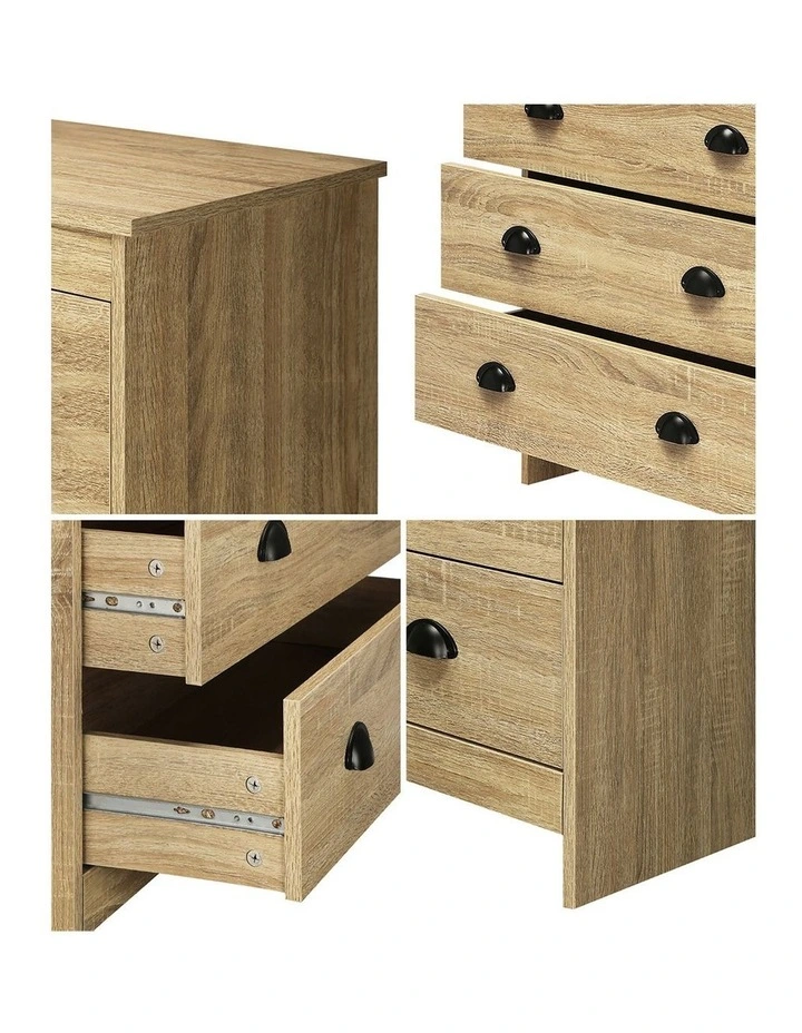 Oikiture Tallboy 6 Chest of Drawers Dresser Table Storage Cabinet Bedroom Wooden image 6