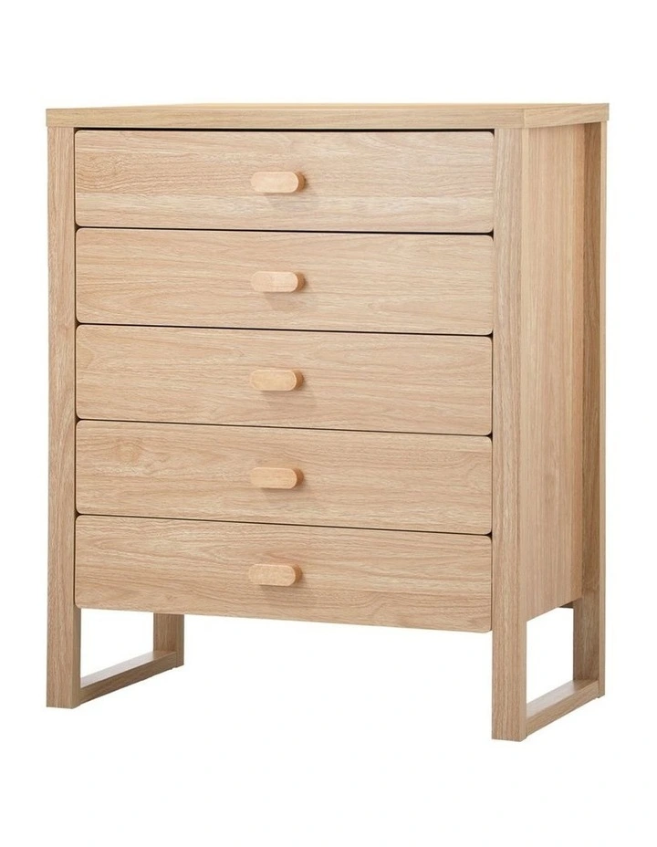 Oikiture 5 Chest of Drawers Dresser Tallboy Storage Desk Bedroom Natural image 1