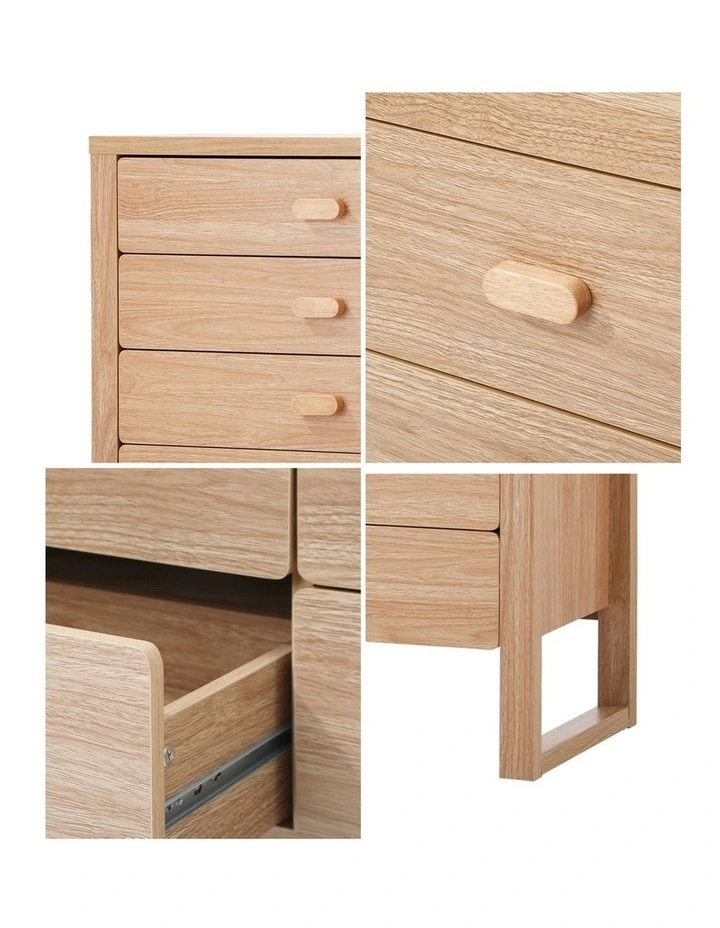 Oikiture 5 Chest of Drawers Dresser Tallboy Storage Desk Bedroom Natural image 6