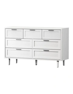 Oikiture 7 Chest of Drawers Dresser Chest Storage Cabinet Tallboy White