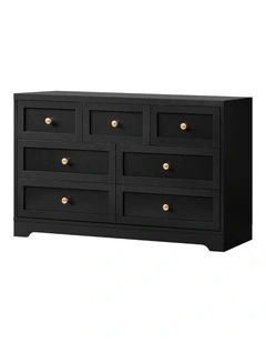 Oikiture 7 Chest of Drawers Tallboy Dresser Table Storage Cabinet Black