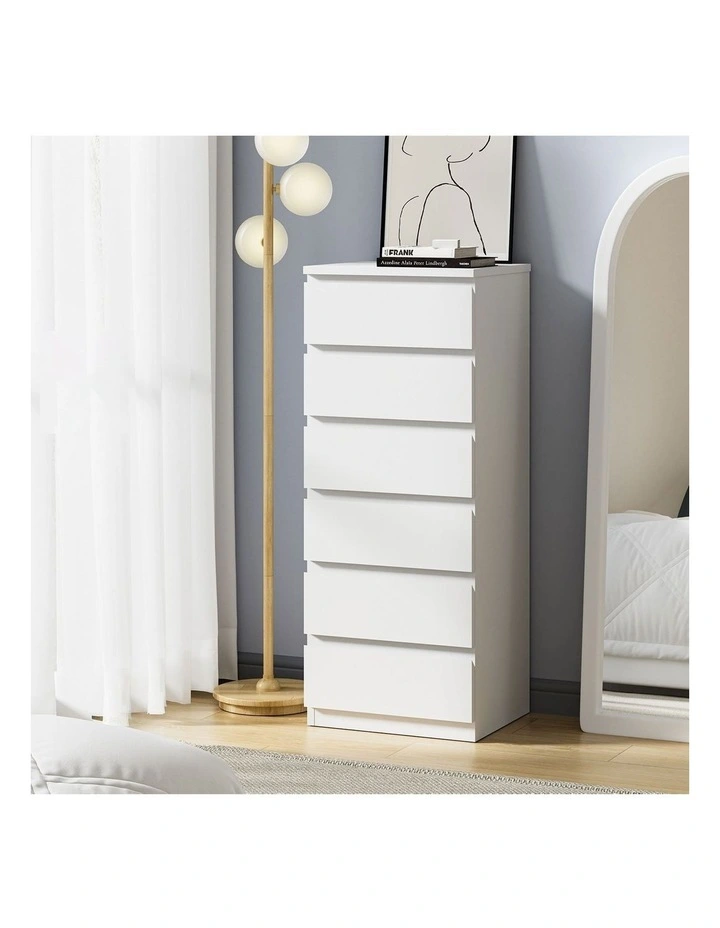 Oikiture 6 Chest of Drawers Tallboy Dresser Table Storage Cabinet Bedroom White image 4