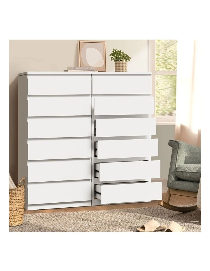 Oikiture 6 Chest of Drawers Tallboy Dresser Table Storage Cabinet Bedroom White image 5
