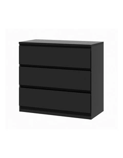 Oikiture 3 Chest of Drawers Lowboy Dresser Table Storage Cabinet Bedroom Black