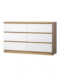 Oikiture 6 Chest of Drawers Tallboy Dresser Table Storage Cabinet Wooden White