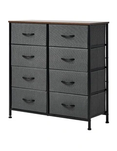 Oikiture 8 Chest of Drawers Storage Cabinet Dresser Organizer Fabric Grey