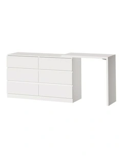 Oikiture 6 Chest of Drawers Dresser with Side Table Storage Tallboy White
