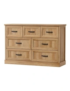 Oikiture 7 Chest of Drawers Bedside Dresser Tallboy Storage Bedroom Natural