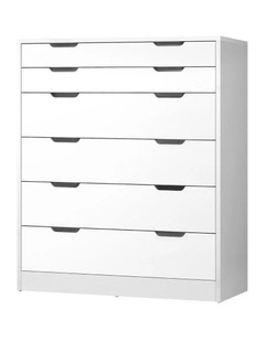Oikiture White Chest of Drawers 6 Drawer Tallboy Dresser Storage Cabinet