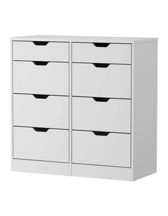 Oikiture 8 Chest of Drawers Tallboy Cabinet Dresser Bedroom Storage White