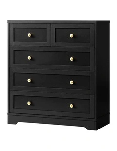 Oikiture 5 Chest of Drawers Tallboy Dresser Table Storage Cabinet Black
