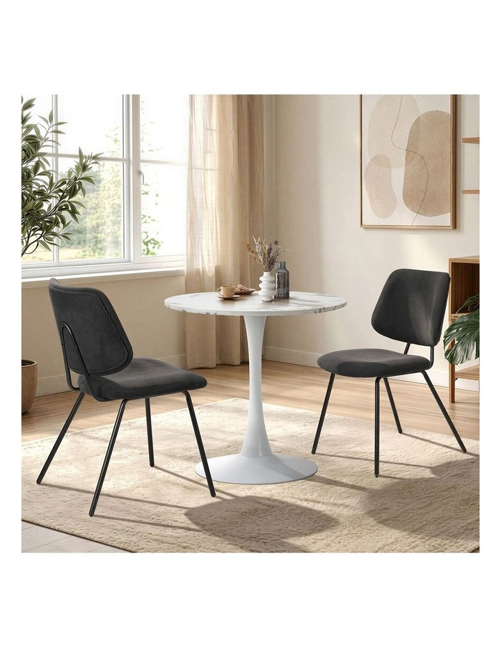Oikiture Dining Table Set 60cm Round Dining Table and Chairs Black&White image 5