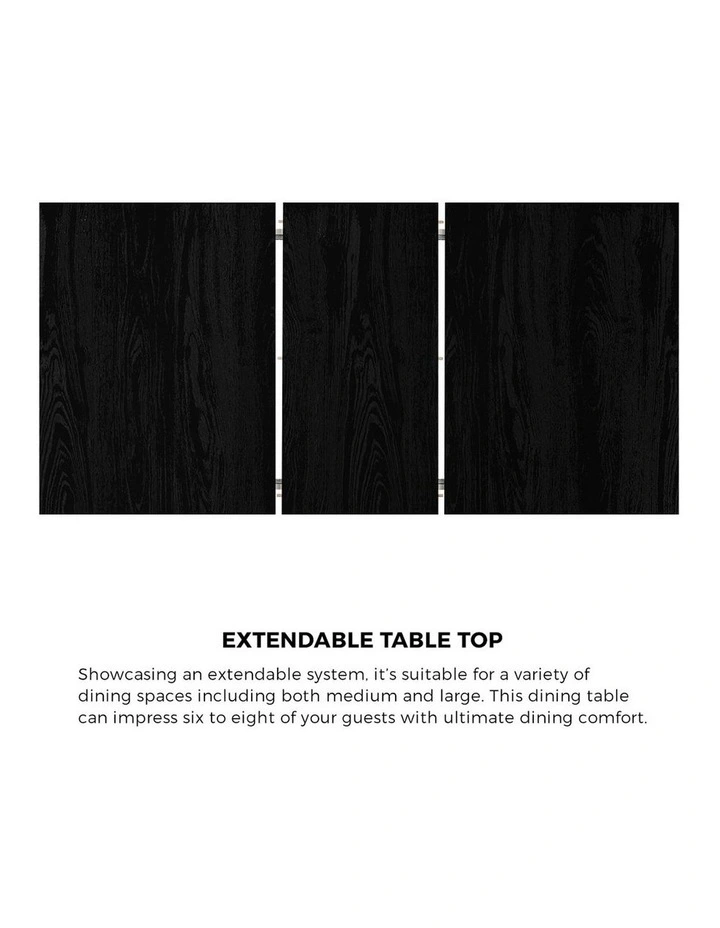 Oikiture 160cm Extendable Dining Table with 4PCS Dining Chairs PU Leather Black image 6