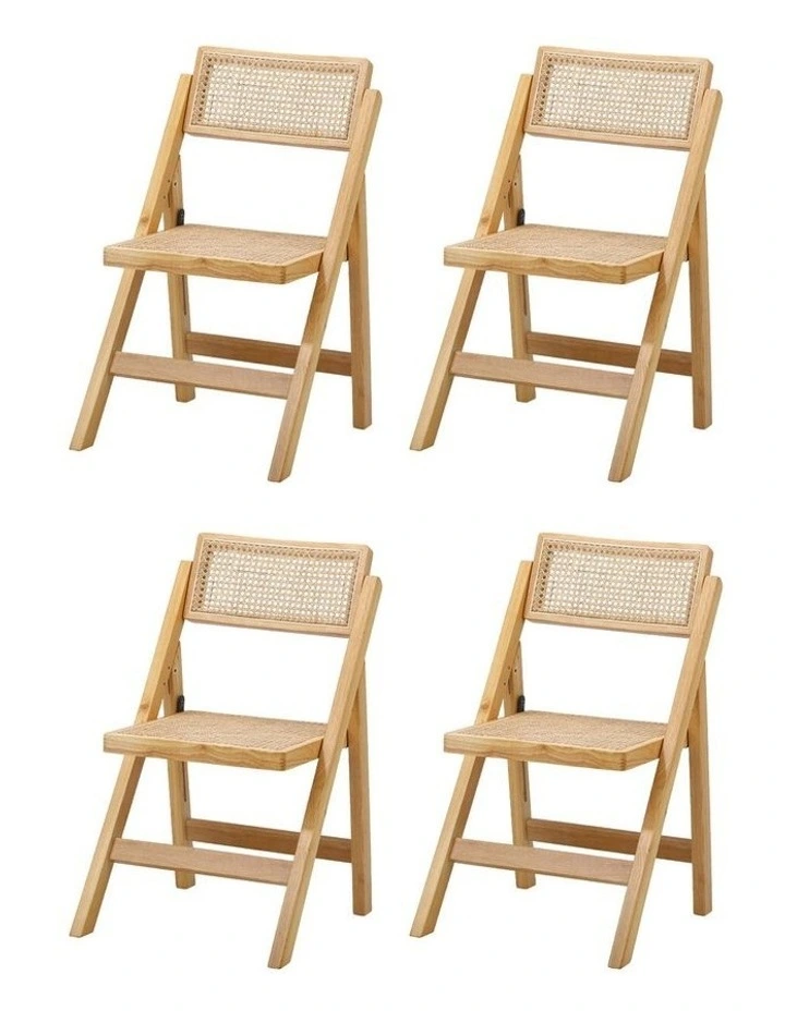 Oikiture 180cm Rectangular Dining Table with 4PCS Dining Chairs Foldable Natural image 2
