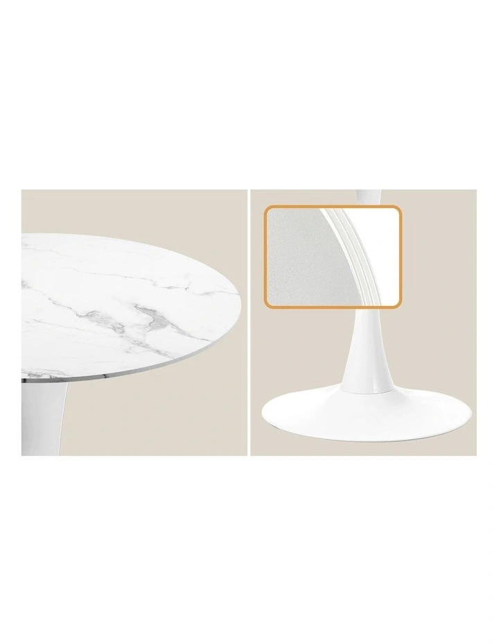 Oikiture 60cm Round Dining Table with 2x Dining Chairs Boucle White image 6