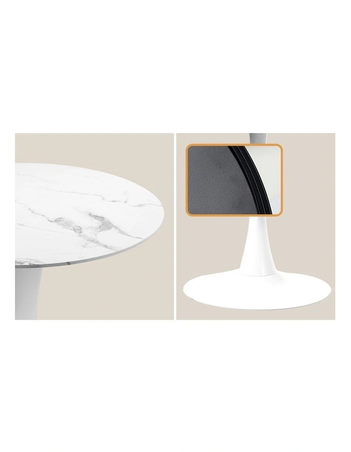 Oikiture 60cm Round Dining Table with 2PCS Dining Chairs Velvet White&Green image 7