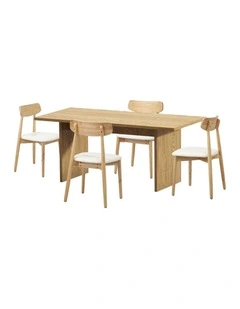 Oikiture 4-Seater Dining Table and Chairs Wooden Furniture Set