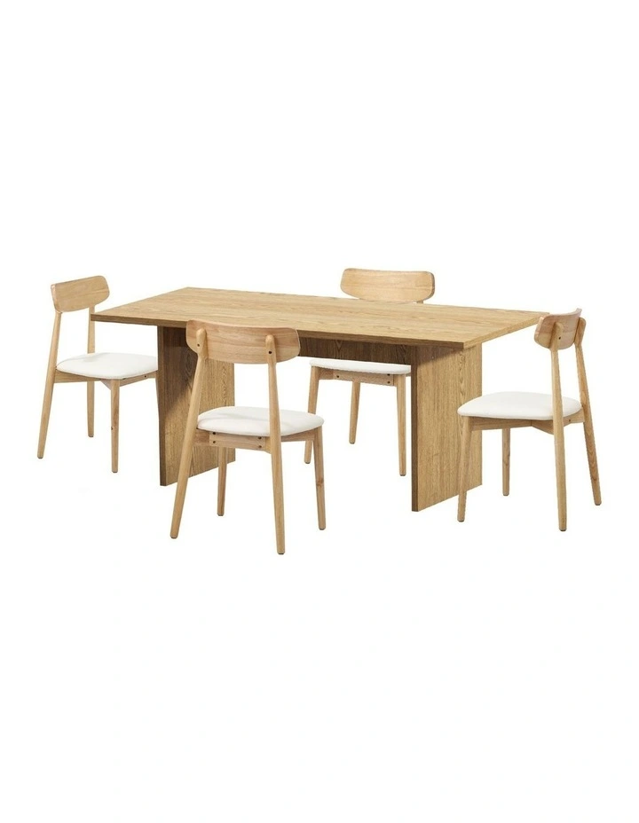 Oikiture 4-Seater Dining Table and Chairs Wooden Furniture Set image 1