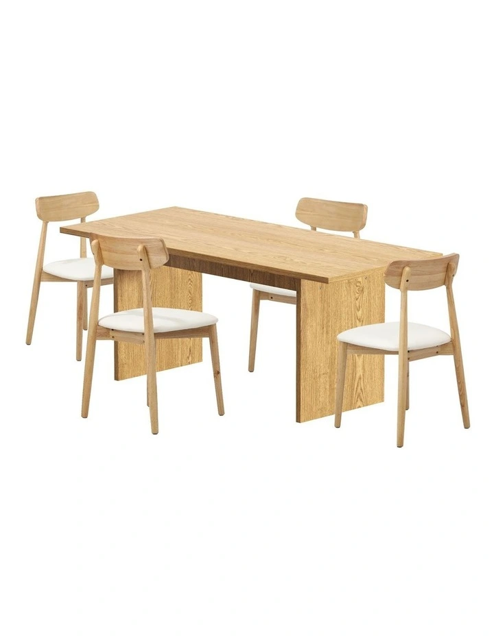 Oikiture 4-Seater Dining Table and Chairs Wooden Furniture Set image 2