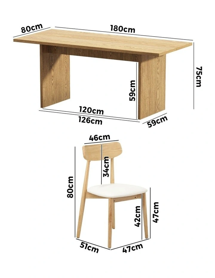 Oikiture 4-Seater Dining Table and Chairs Wooden Furniture Set image 3