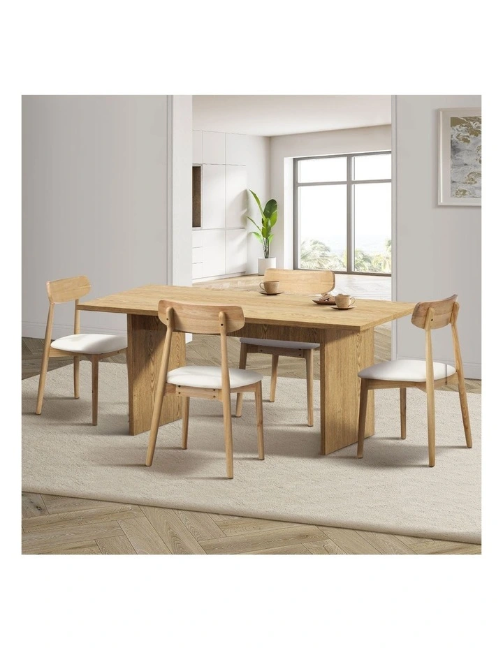 Oikiture 4-Seater Dining Table and Chairs Wooden Furniture Set image 4
