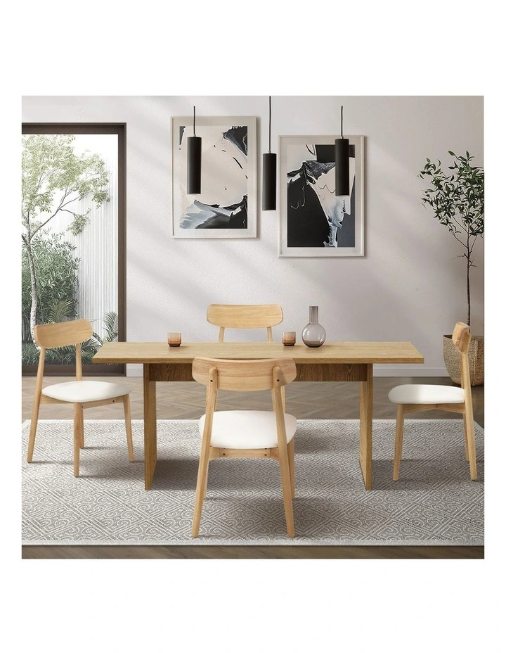 Oikiture 4-Seater Dining Table and Chairs Wooden Furniture Set image 5