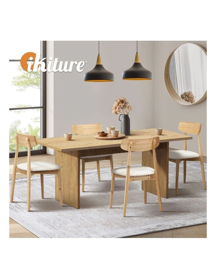 Oikiture 4-Seater Dining Table and Chairs Wooden Furniture Set image 7