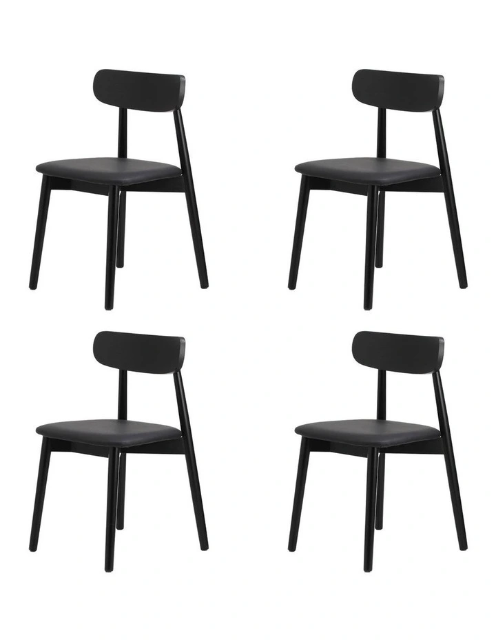 Oikiture 160cm Extendable Dining Table with 4x Dining Chairs PU Leather Black image 2