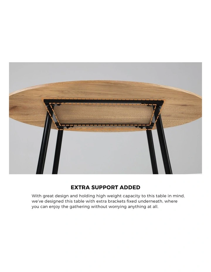 Oikiture 110cm Round Dining Table with 4PCS Dining Chairs Leather Padded Black image 6
