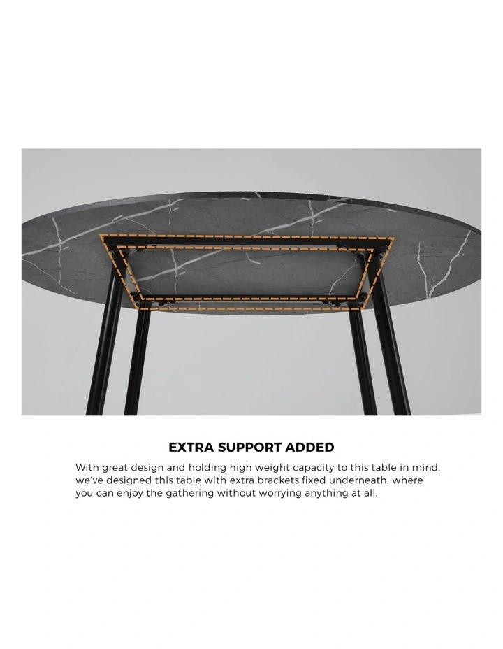 Oikiture 110cm Round Dining Table with 4PCS Dining Chairs Faux Linen Grey image 6