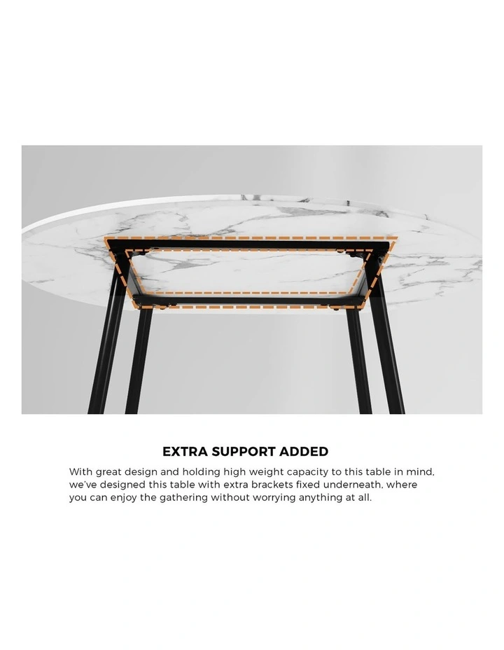 Oikiture 110cm Round Dining Table with 4PCS Dining Chairs Sherpa Gold image 6