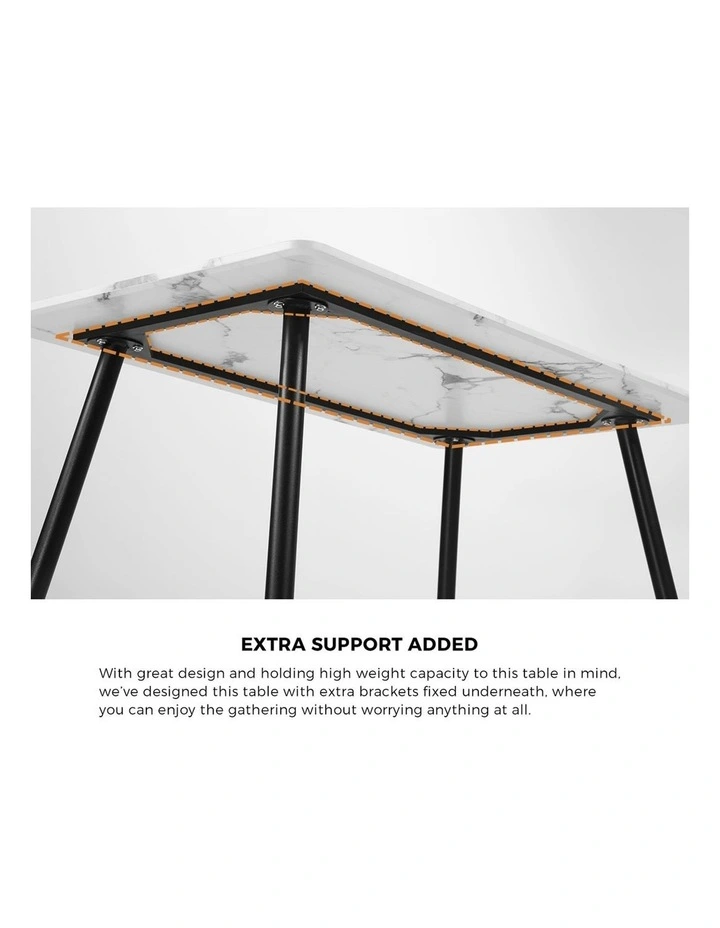 Oikiture 120cm Rectangle Dining Table with 4PCS Dining Chairs PU Black image 6