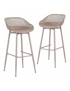 Gardeon Set of 2 Outdoor Bar Stools Plastic Metal Patio Dining Chairs Coffee