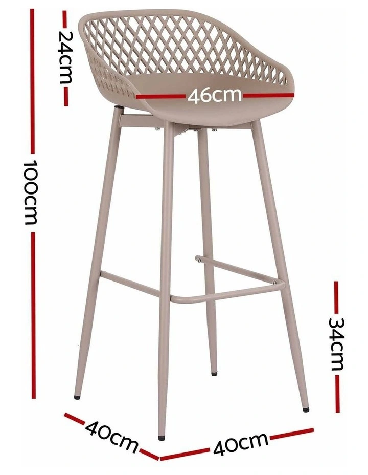Gardeon Set of 2 Outdoor Bar Stools Plastic Metal Patio Dining Chairs Coffee image 2