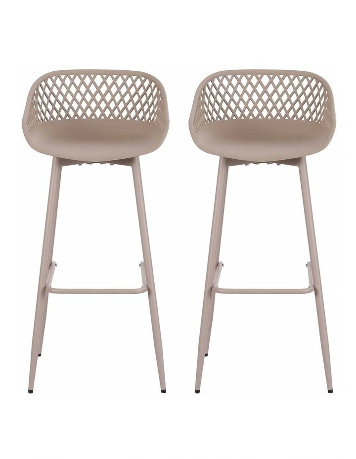 Gardeon Set of 2 Outdoor Bar Stools Plastic Metal Patio Dining Chairs Coffee image 3